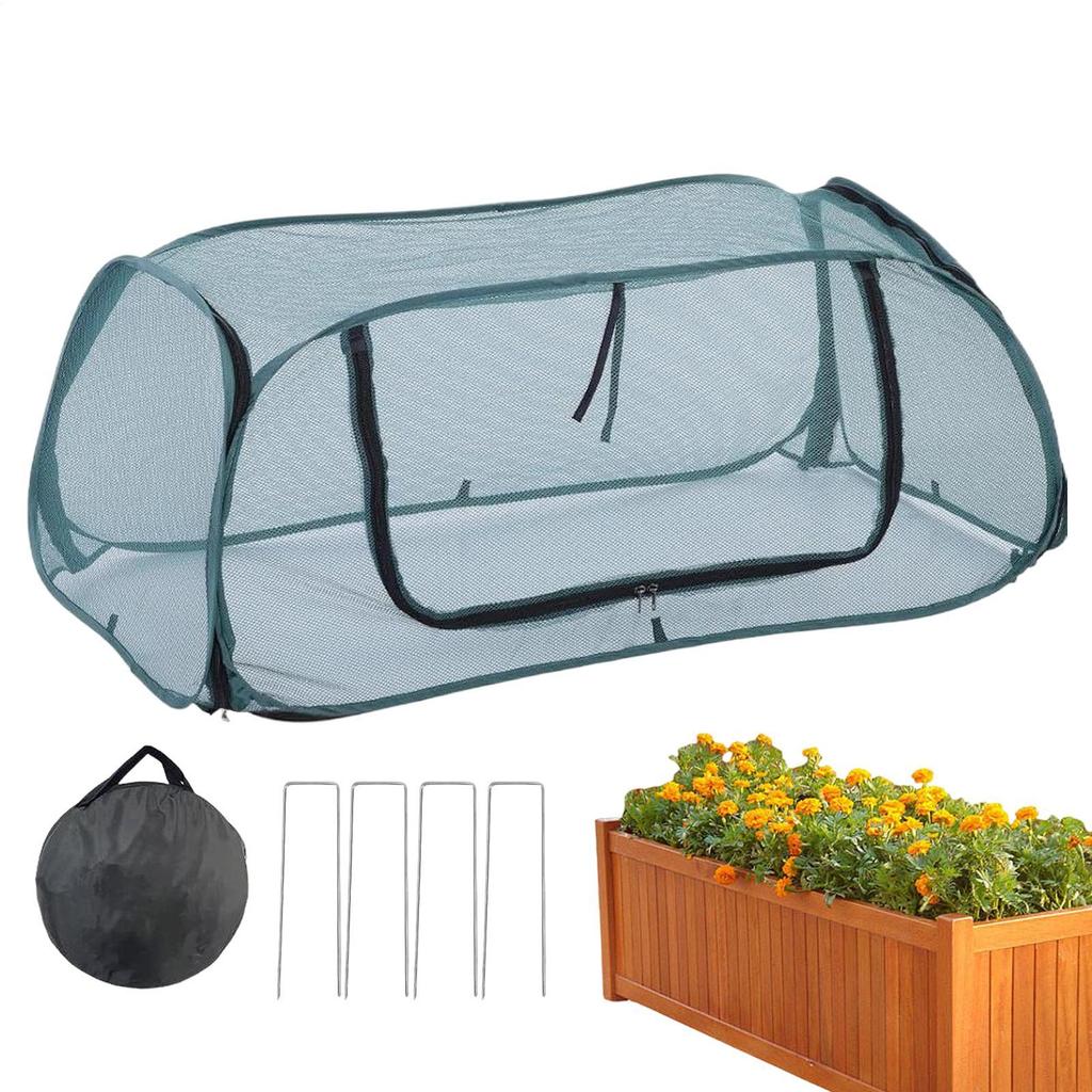 Pop-up Plant Flower Box Cover For Raised Beds Breathable Mesh Netting Raised Garden Bed Covers Anti Frost Mini Greenhouse Cover