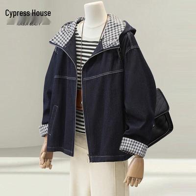 Cypress Hut Women's Washed Loose Hooded Denim Jacket