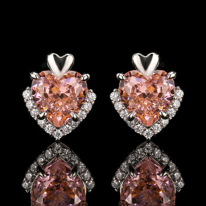 Šperky Nová súprava Vysoko uhlíková Papalacha Náušnice v tvare srdca Prsteň Náhrdelník Módna ľahká luxusná pre ženy