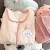 A Bao Xi Women's Coral Fleece Winter Pajama Cardigan Set - Flannel Wear for Girls & Students, Indoor/Outdoor