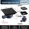 304 Stainless Steel European-Style Large Capacity Square Floor Drain with Sliding Side Drain.