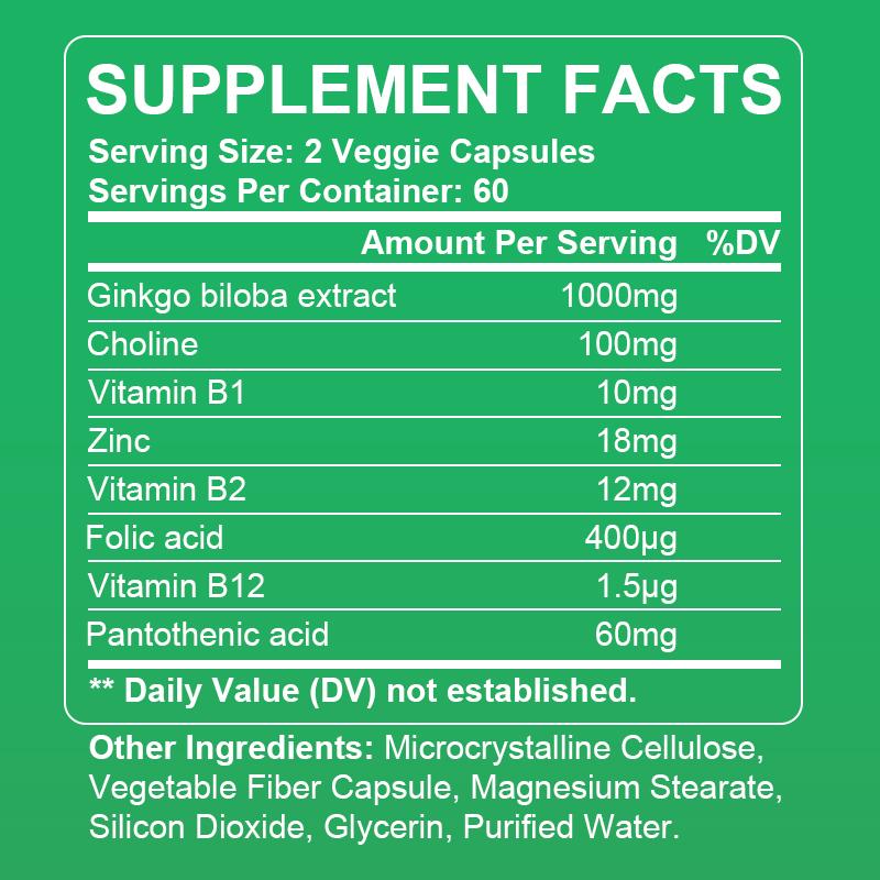 Soomiig Ginkgo Biloba 1000mg supplement, 120 Vegan Capsules