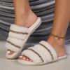 Mode Sommer Zuhause Fellige Fell-Pantoletten Plüsch-Hausschuhe Flauschige Flip-Flops Luxus Slip-on Flach Damen Neu Zapato De Mujer Designergröße 36-43