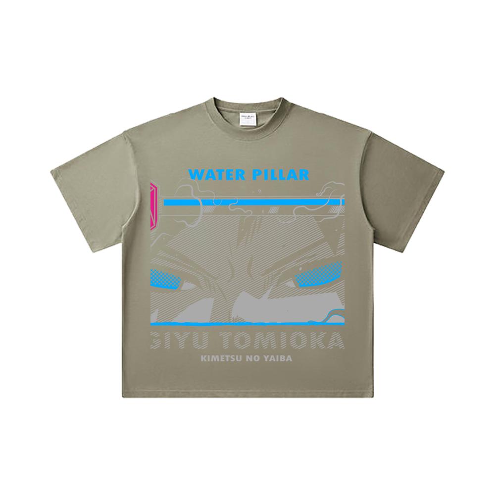 260 GSM Double Yarn 32 Count 100% Cotton Demon Slayer V10 Tomioka Print Unisex Heavy Cotton T Shirt