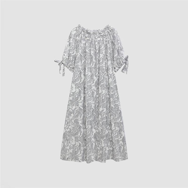 Women's Bellflower Floral Chiffon A-Line Midi Dress