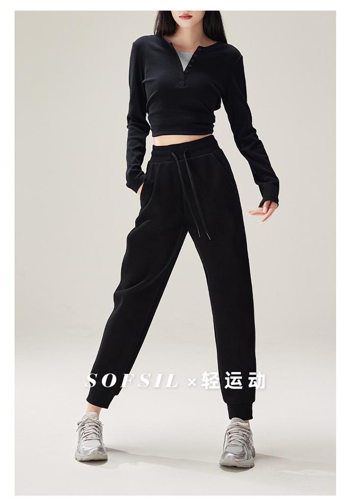 Elastic Waist Strap Sports Ankle Pants for Women