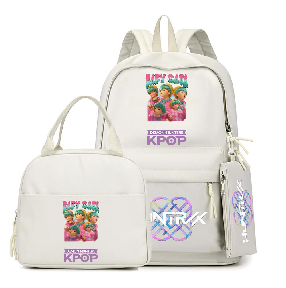 Set 3 buc./set Rucsac K-Pop Demon Hunters Imprimat cu Geantă de mână Etui pentru creioane pentru Adolescent Student Băiat Fată Ghiozdan Ghiozdan Capacitate Mare Geantă de Călătorie