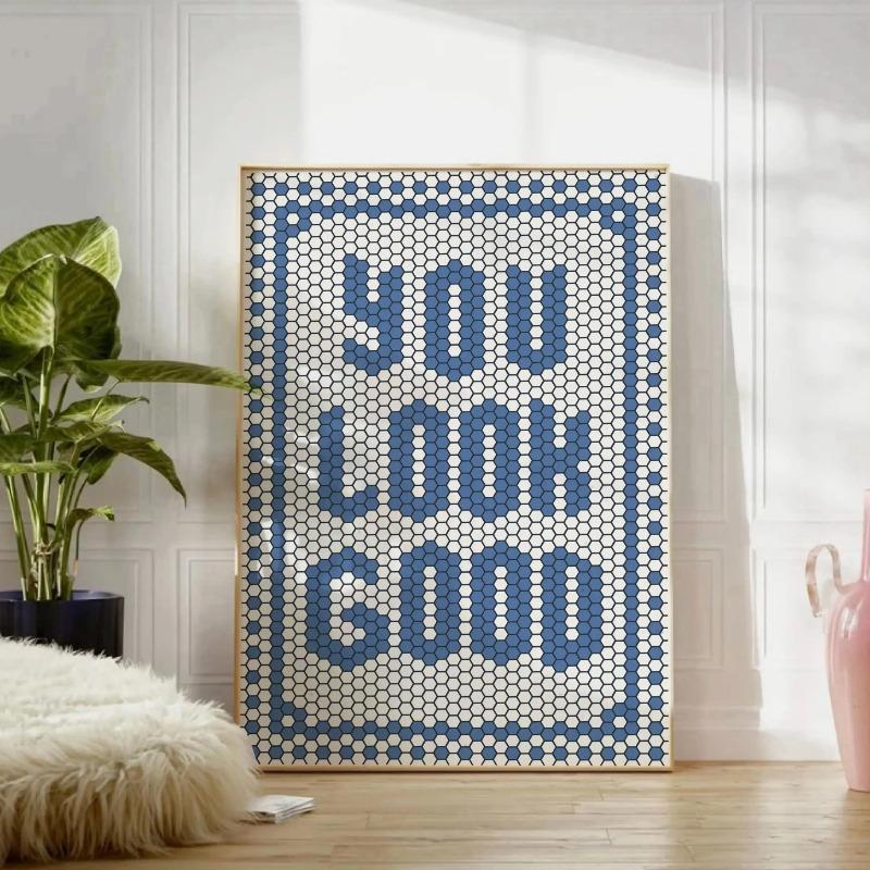 1pc Retro Trendy Aesthetic Poster Apartment Decor Typography Hand Written Quote Wall Art Digital Livingroom Dining Room Kitchen