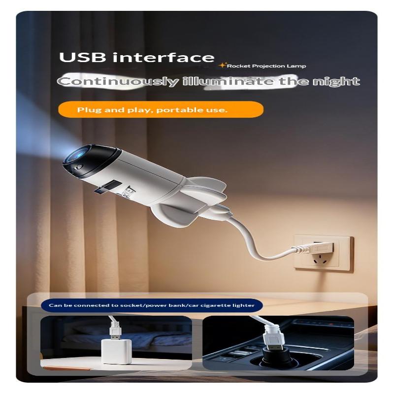 2 in 1 Rocket Galaxy Star Projector Adjustable Focus Ambient Projection Light for Bedroom Home Party Decoration
