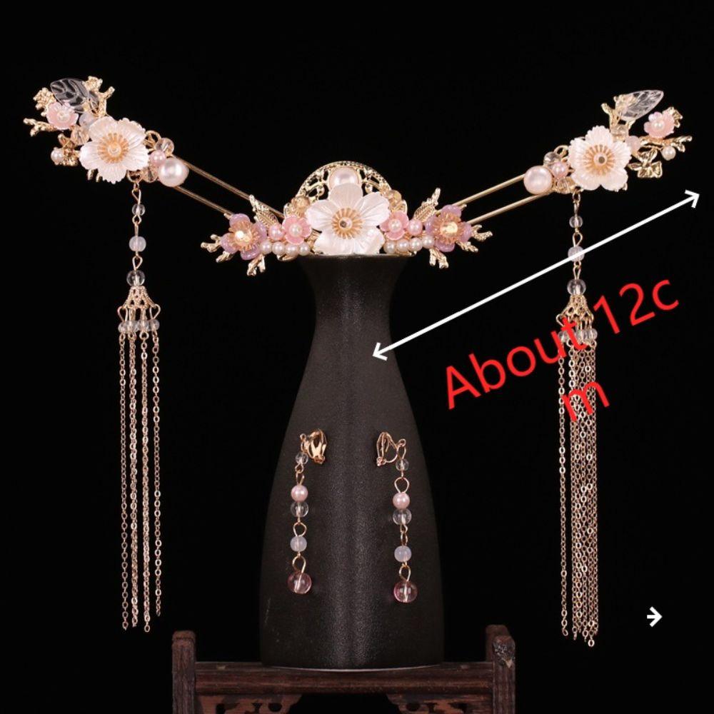 Light Colors Bridal Headwear Plastic Earrings Hairpin Set Wedding Dress Hair Accessories  Hanfu