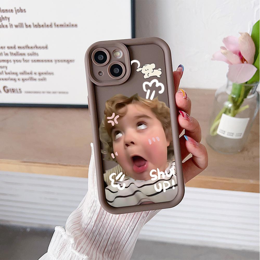 European and American funny rolling eyes girl iPhone mobile phone protective case Apple 15promax matte silicone 17 soft case