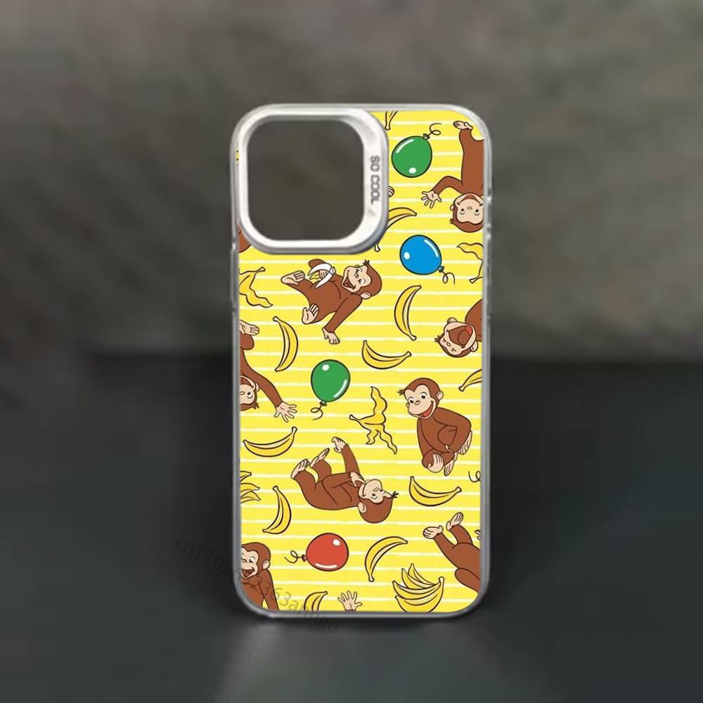 Luxury Y2K Curious George Phone Case for iPhone 15 16 Pro Max Air SE 11 13 Pro 14 Plus 12 11Pro 15Pro Max 16e Cover