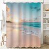 Beach Scenery Shower Curtain Ocean Waves Sunset View Enhance Spa Bathing Experience Home Decor Waterproof Durable Easy-Clean
