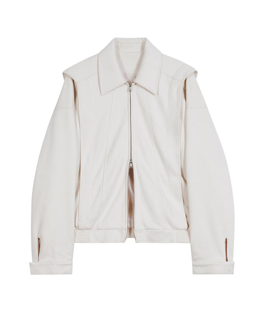 Standarderror 87-Stan150 Heavy Placket Suede Jacket Ivory
