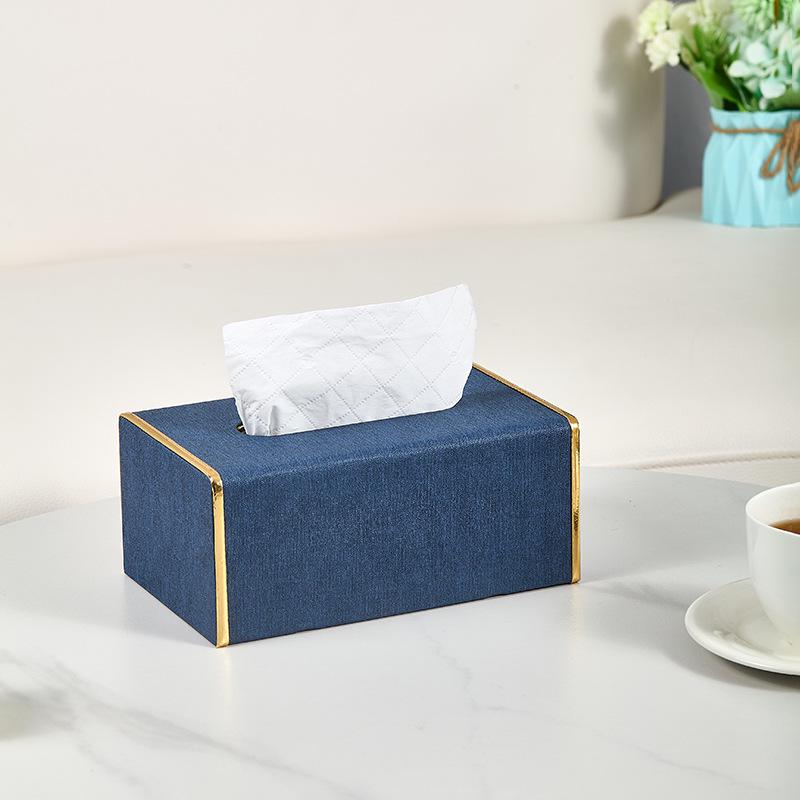 Leder-Taschentücherbox mit Goldrand für Zuhause oder Hotel Luxus-Dekoration Rounded Gold Rim white