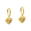 2026 French Style Brushed Heart Huggie Earrings - Matte Gold Silver Zircon Inlaid Heart Drop Earrings for Women Niche Design Jewelry