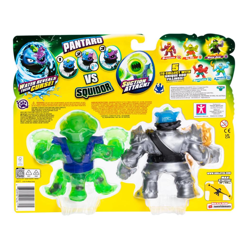 Goo Jit Zu Cursed Goo Shi Versus Pack  Exclusive 2-Figure Pack  Includes Exclusive Pantalo Color-Changing Face & Exclusive Squid with Suction Attack