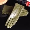 Women's Ladies Elegant Real Leather Wool Lining Winter Goat Skin Classical Touch Screen Casual Riding Warm Short Gloves