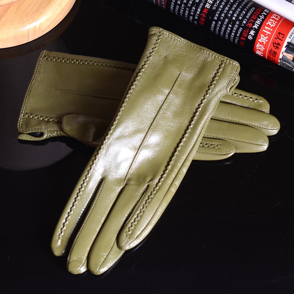 Women's Ladies Elegant Real Leather Wool Lining Winter Goat Skin Classical Touch Screen Casual Riding Warm Short Gloves