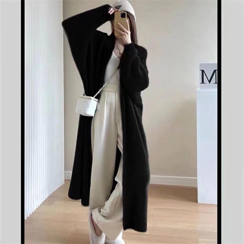 Imitation Nerz Samt Langer Cardigan Pullover - Damen Herbst/Winter Locker Gestrickter Mantel