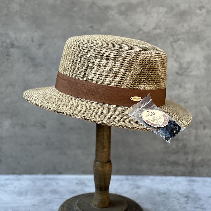 

French Design Elegant And Generous Flat Top Flat Edge Hat Women S Spring Summer Sun Protection Visor Retro Travel Straw Hat M (56-57cm) can be adjusted to a smaller size