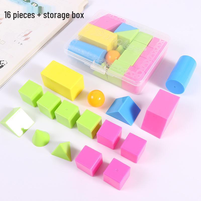 Duochi Geometry Set: Math Square Aids & Solid Shapes Cube Kit for Teaching & Learning