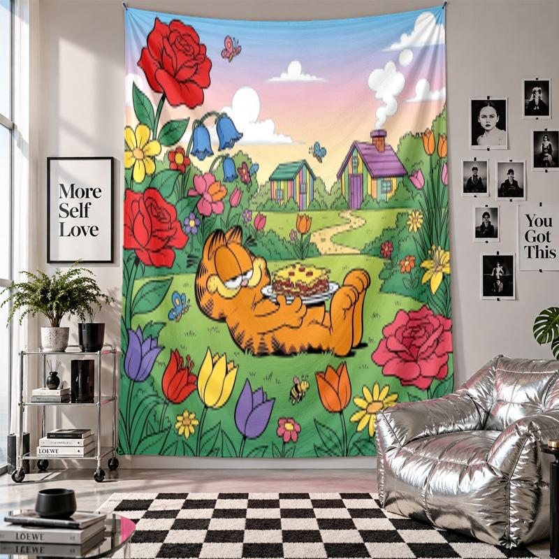 Wall TapestryGarfield Cartoon Art Hanging Cloth Decorative Background Cover for Room Decoration