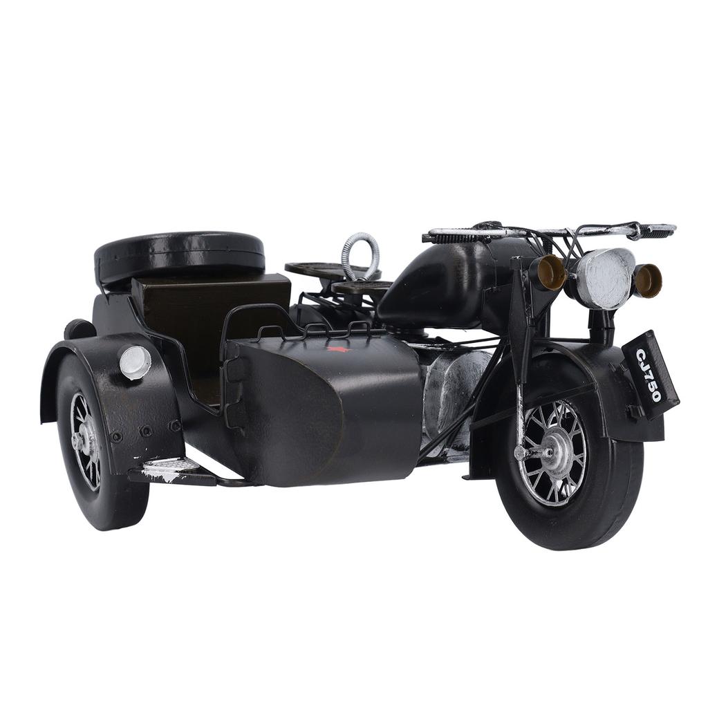 Vintage Trike Motorcycle Model Desktop Home Decor Simulation Retro Three Wheel Sidecar Motorcycle