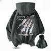 Unisex American Sakura Graffiti Fleece Hoodie for Spring/Autumn, Heavyweight Casual Wear for Teens, Students, Couples