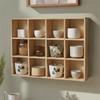 Vintage Style Wood Desktop Organizer Squares Wooden Storage Holder  Indoor Display Use