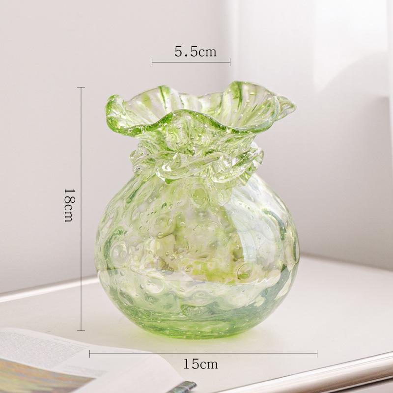 

Luxury Green Glass Vase for Tulips Transparent Water Culture Home Decor Lightweight Modern Living Room