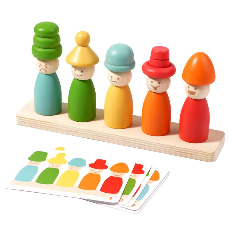 Children's Montessori Changing Puppet Hat Color Expression Game Exercises Hand Eye Coordination Fine Motor Educational Toys