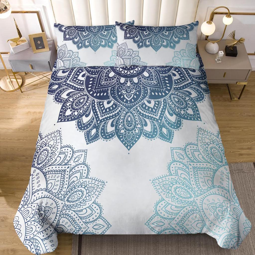 Red And Green Wind Three-Piece Quilt Cover 3D Digital Printing Bedding Set Bed Cover