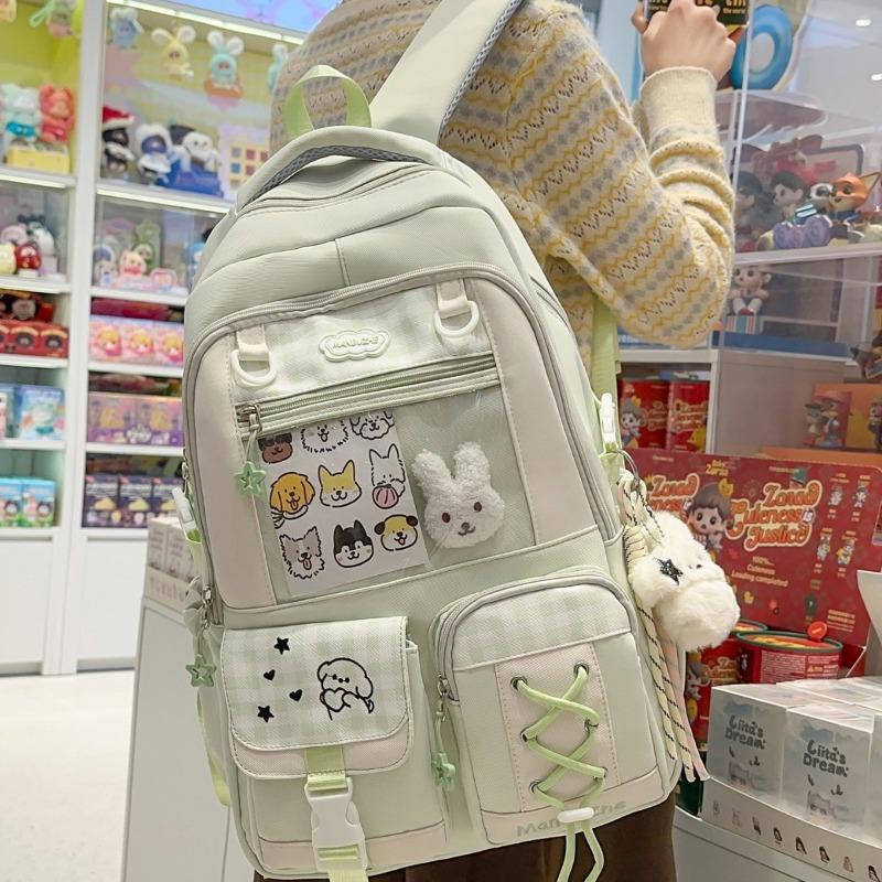 Cute cartoon ins wind schoolbag Girls college wind backpack Junior high school students lightweight large-capacity backpack