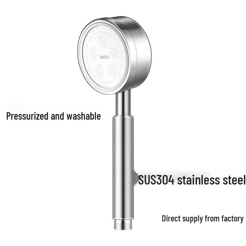 304 Stainless Steel Pressurized Handheld Shower Head Set with Detachable and Descalable Head and Hose