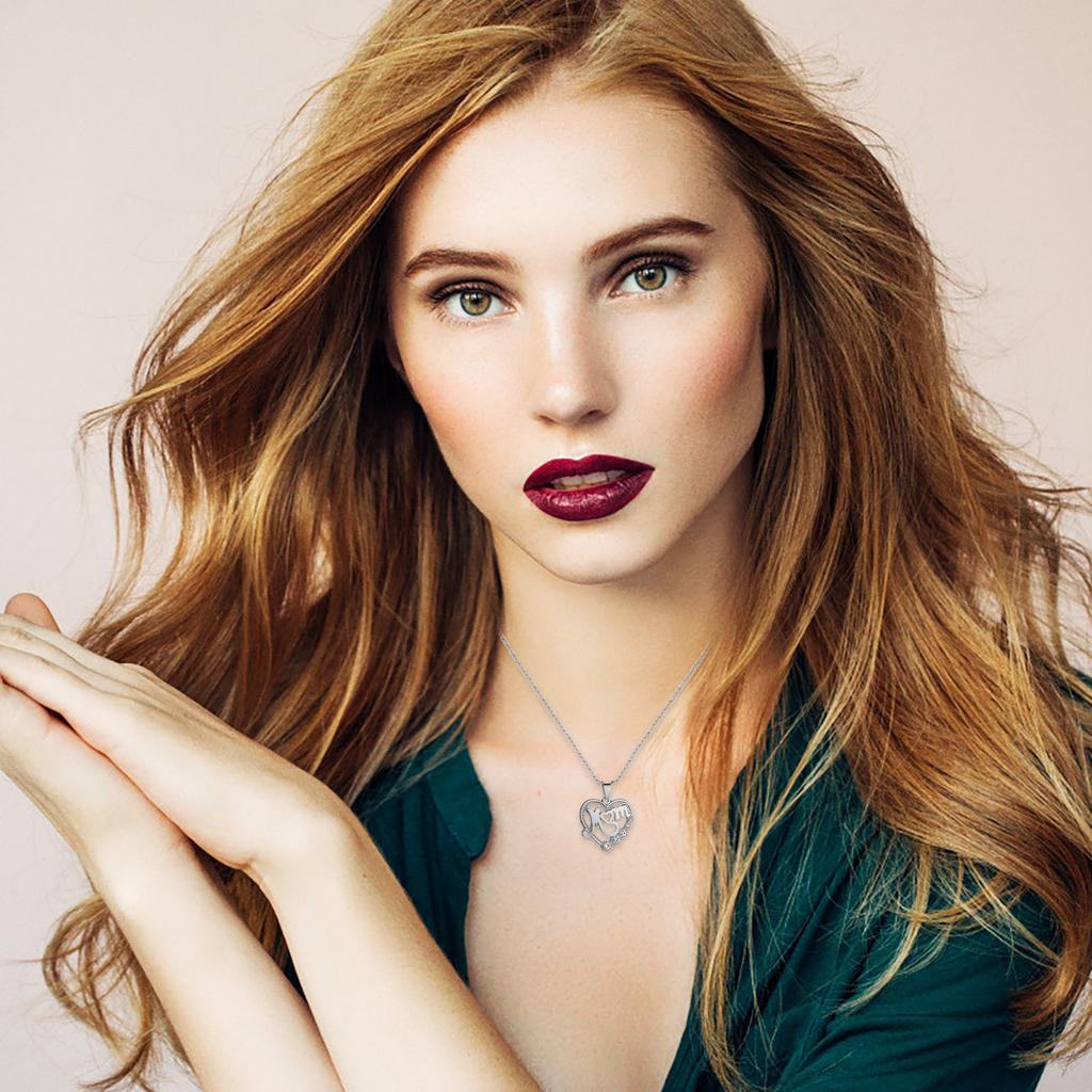 Heart Shaped Crystal Pendant Necklace Jewelry Mother's Day Gift For Mom