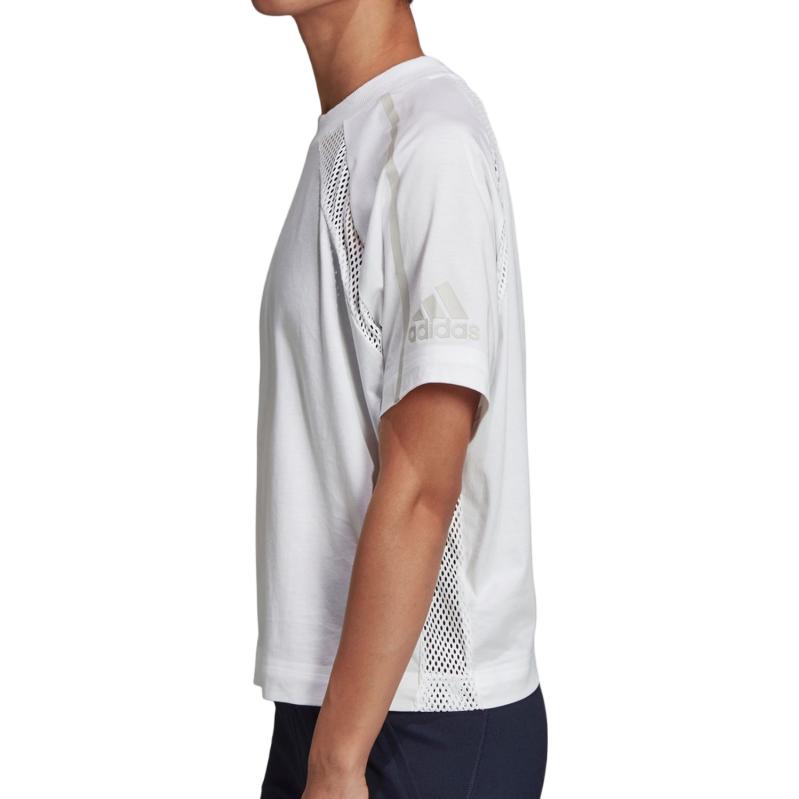 Adidas Solid Color Round Neck Sports Short Sleeve T-Shirt Women Tops White EJ8740