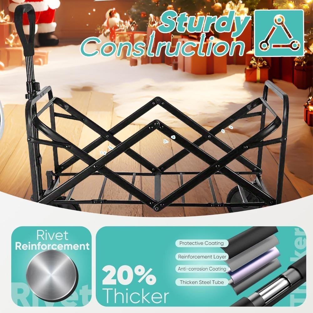 [Servicio Pesado] Carro Vagón Plegable | Servicio Pesado | Ruedas Todoterreno 360°, Bolsillos Laterales, Gran Capacidad Plegable | Para Camping,