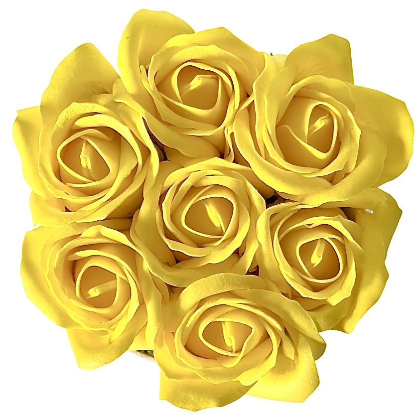 Flowerbox Inspiruj - White Box with Soap Roses - No. 16 Yellow