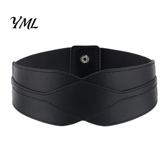 Stylish Waist Corset for Date Parties Women's Faux Leather Belt, Wide Elastic Waistband with Metal Trendy Accessory Dresses Buckle, No-Hole
