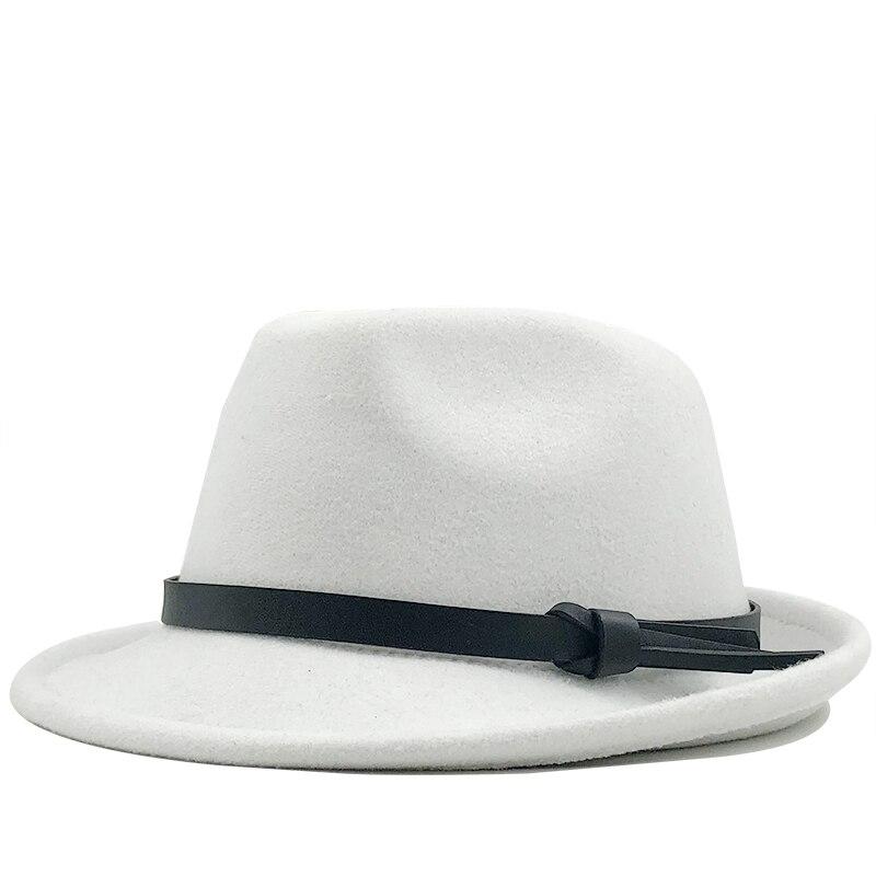 Buy Winter White Men Jazz Cap Gentleman Fedoras Wool Homburg Male