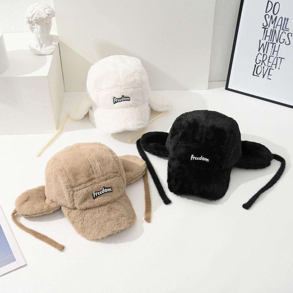 Windproof Warm Plush Hat Ear-Protection Plush Baseball Cap Fashion Bonnet Caps Women Girls