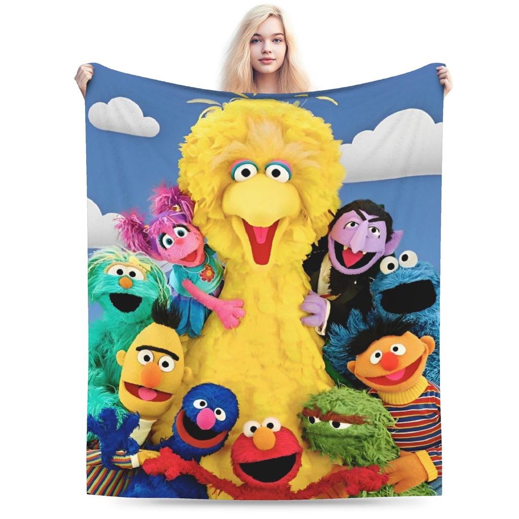 Cookie Monsters Cartoon  Blanket Fleece Decoration Sesame Street SesameStreet Soft Throw Blanket for Sofa Car Plush Thin Quilt