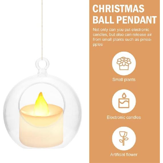 

Housoutil 10 шт. Подвесные подсвечники для чайных свечей, подвесные стеклянные шары, флорариумы для растений, свадебные подсвечники, канделябры для рождественских украшений