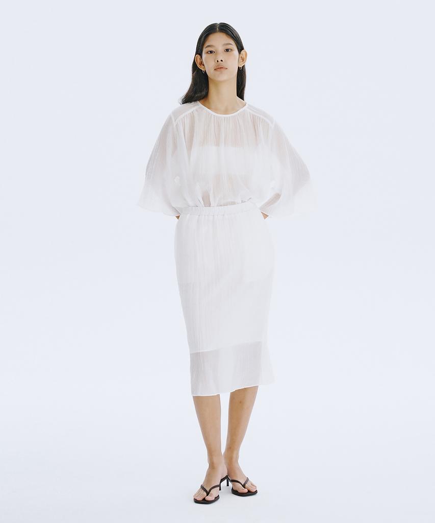 WNDERKAMMER Sheer Banding Skirt_White