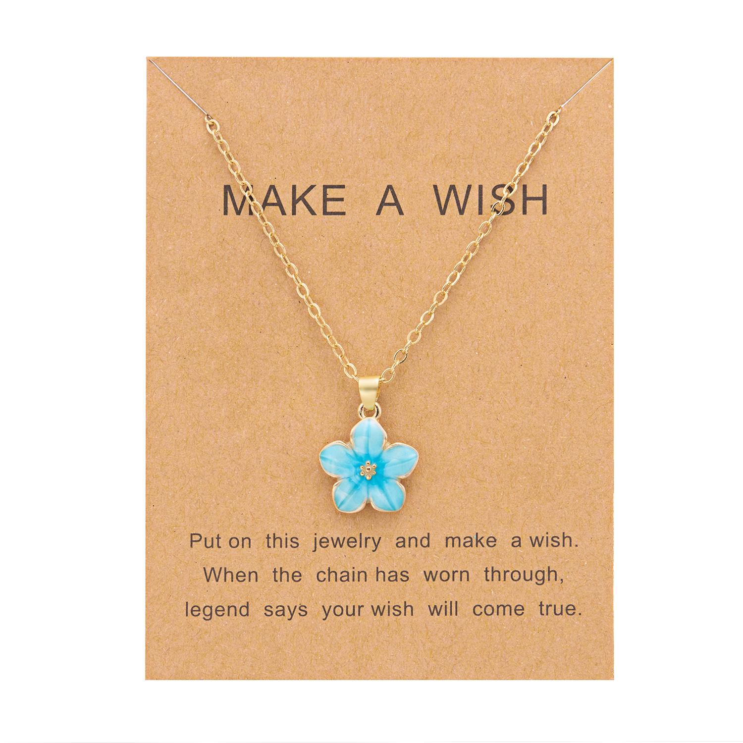 

Минималистичное красочное ожерелье с цветком для женщин, романтичное ожерелье с подвеской в виде розовой вишни, украшение для дружбы синий