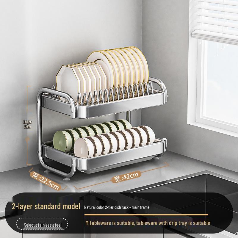 Stainless Steel Multi-functional Kitchen Dish and Bowl Storage Rack