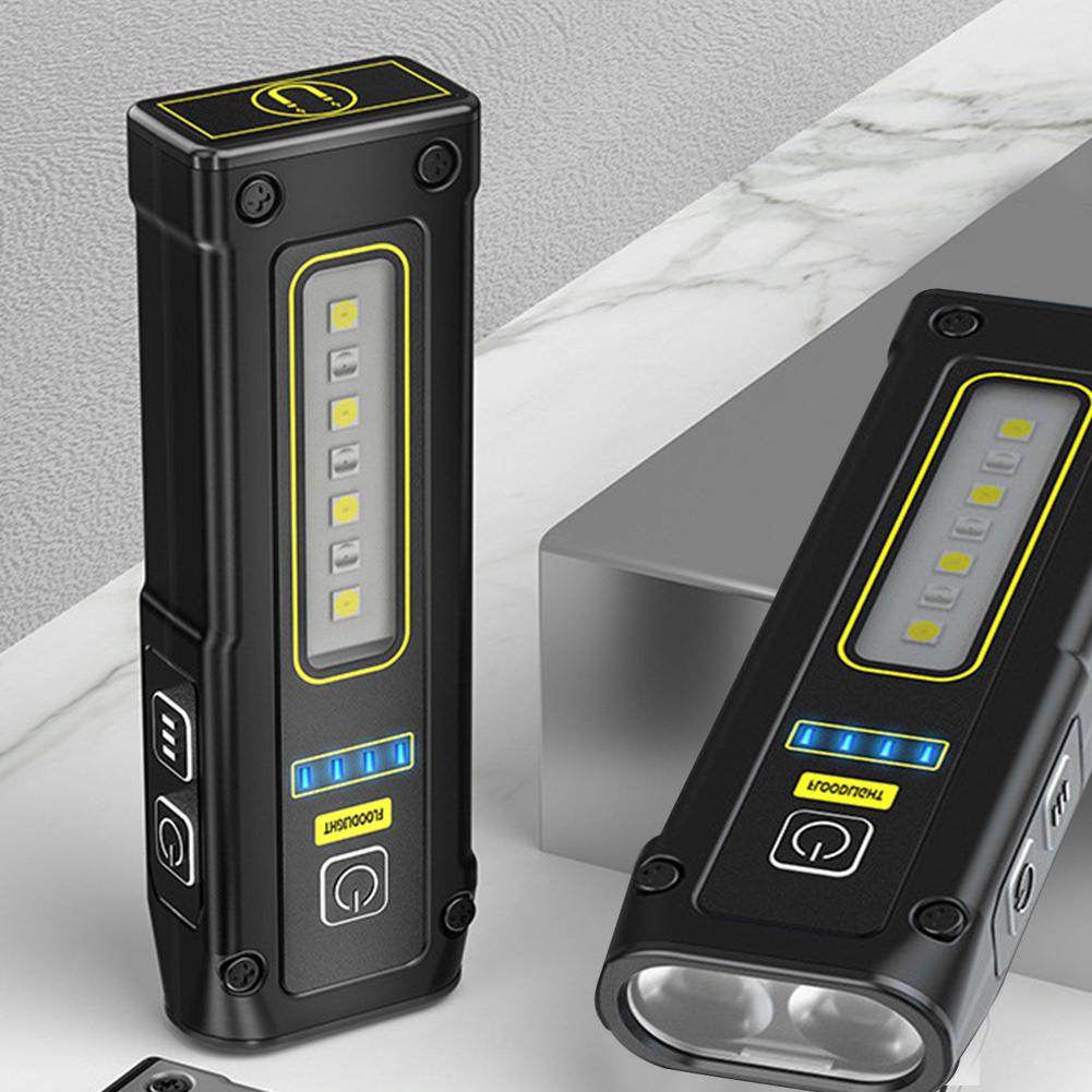 Portable Mini Flashlight High Power LED USB Rechargeable Tactical Flashlight with Strong Magnet Outdoor Emergency Lighting Torch