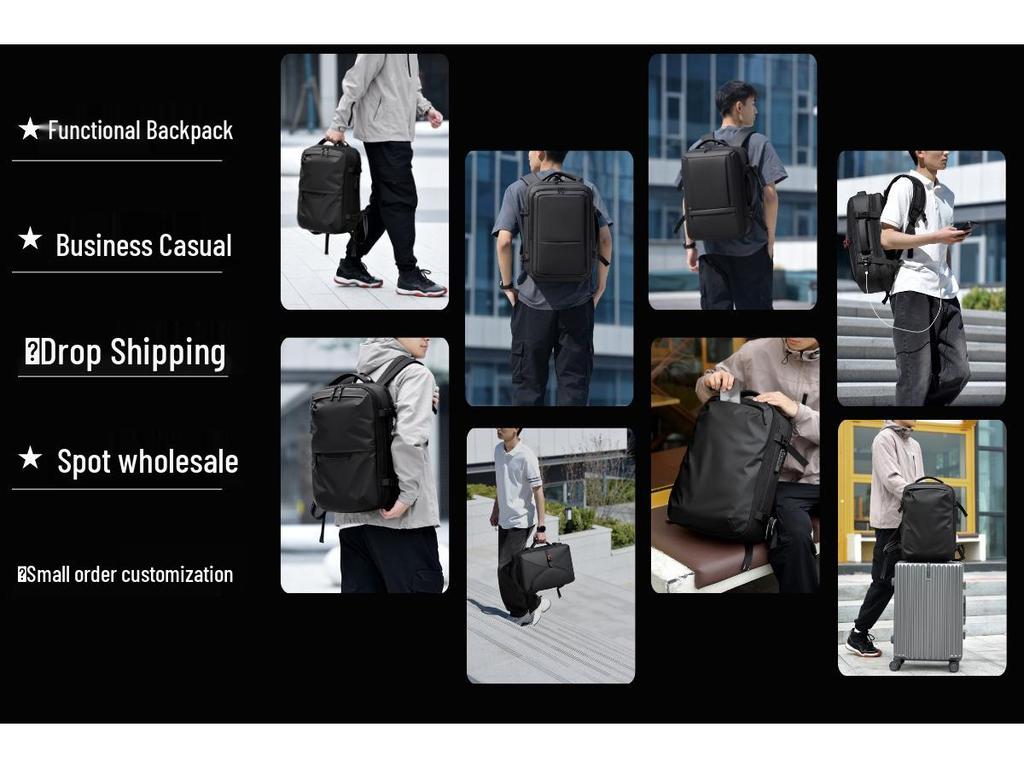 Men's Expandable Business Travel Backpack - Large Capacity & Multifunctional Vacuum Compression Design