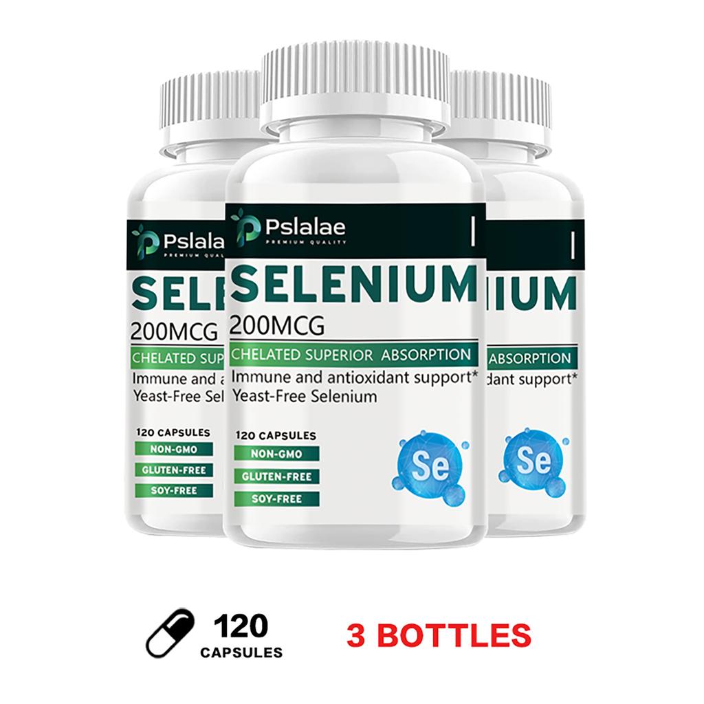 Pslalae Selenium Extract Capsules, 200 micrograms per serving, all-natural, 120 capsules, suitable for adults, high absorption rate.